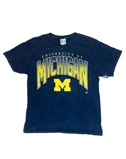 Michigan University, acid wash studded T-shirt