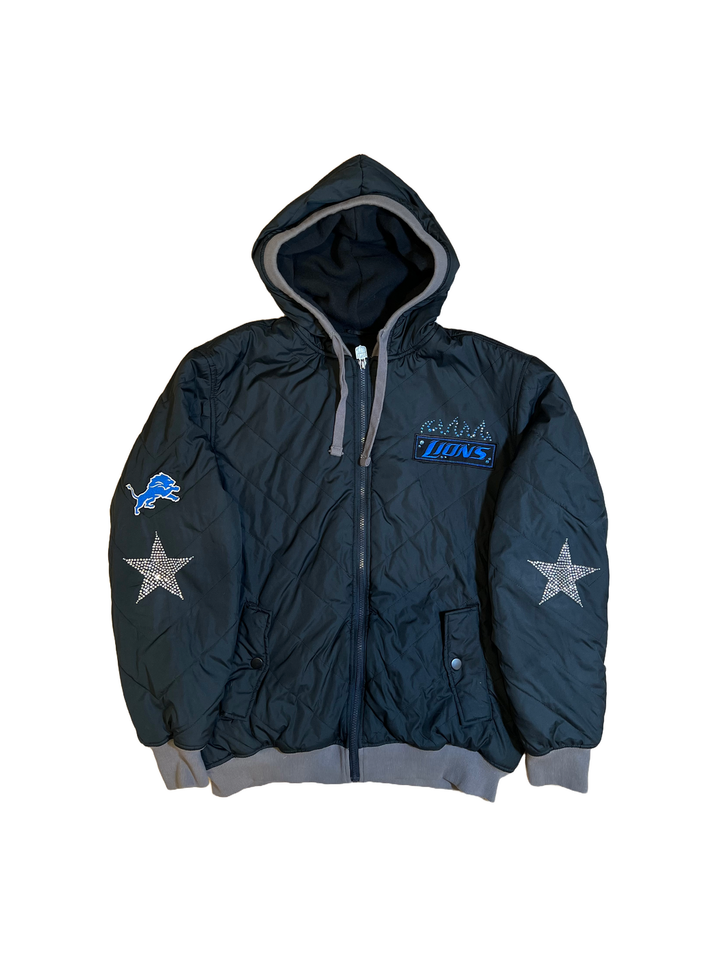 Detroit Lions, NFL one of a kind custom studded puffer jacket